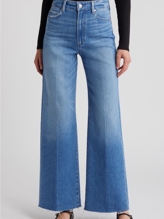 PAIGE Denim - Paige Anessa high waist raw hem wide leg jeans